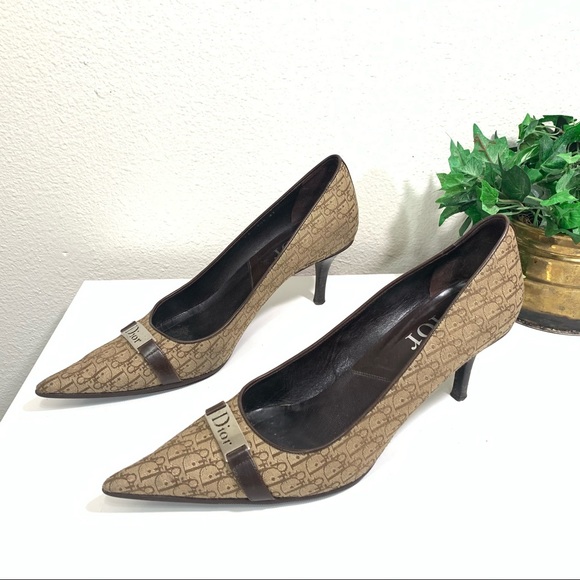 Dior Shoes - Dior Diorissimo Logo Canvas Pumps Heel Shoe